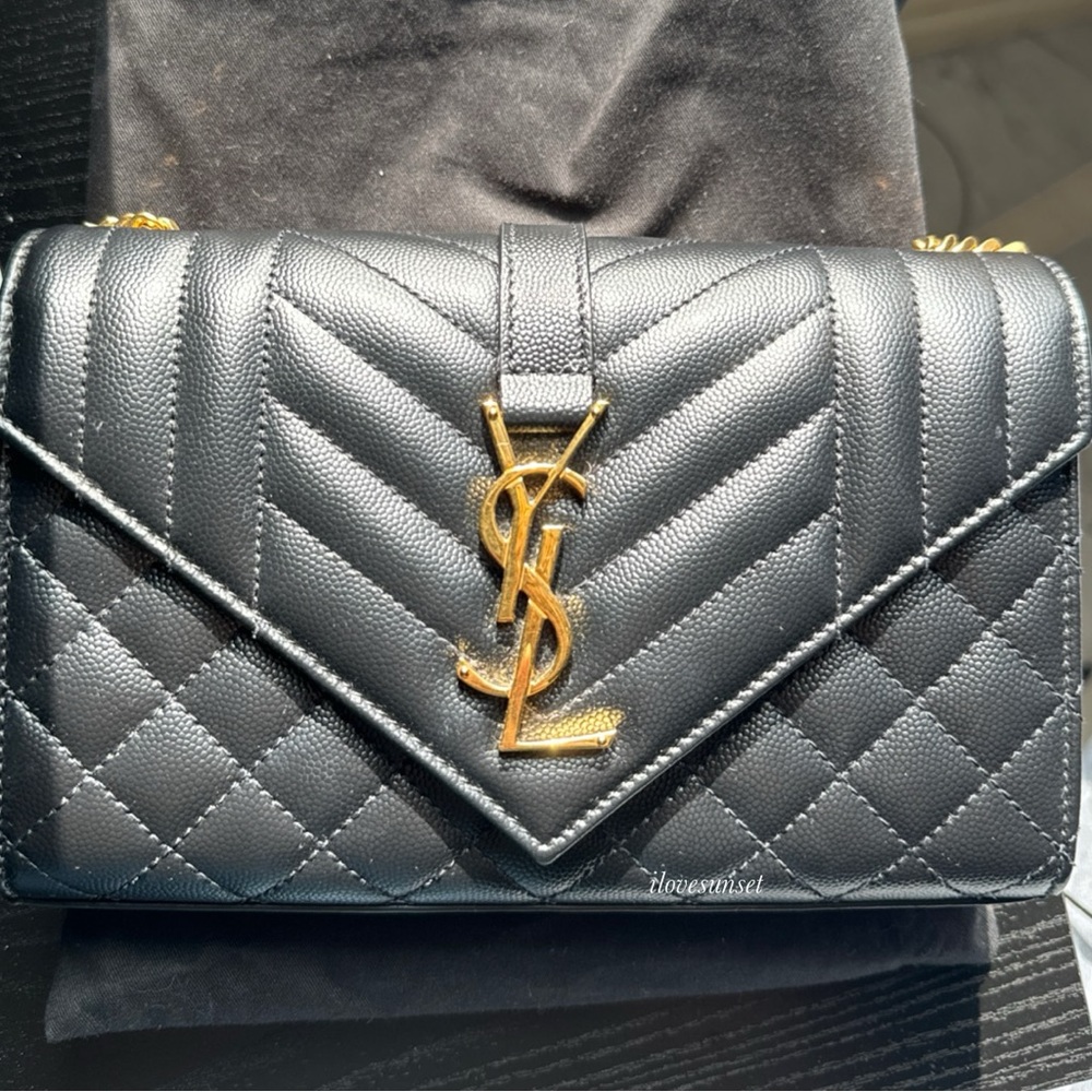 {SAINT LAURENT} YSL Grain De Poudre Tri-Quilt Small College Monogram Satchel - Picture 8 of 10